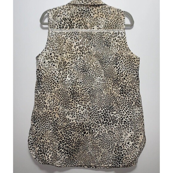 Chico's Blouse Shirt Women's Sz 2 100% Linen Animal Print Sleeveless Tunic - Picture 5 of 9